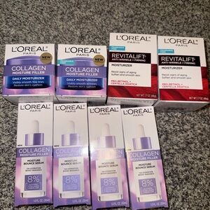 L'Oreal Collagen & Revitalift Moisturizers and Serums - Purple, White, Red